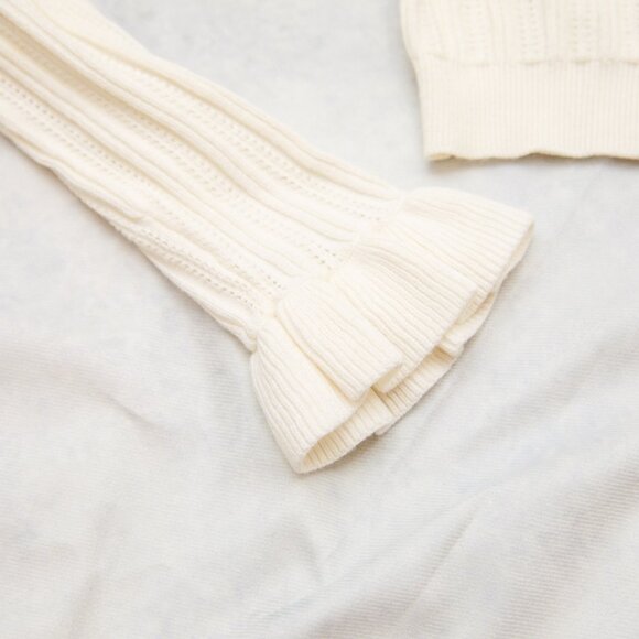 For Love & Lemons XS Camille Pointelle Knit Ruffle Crop Cardigan Top Sweater - Picture 8 of 16